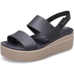 Crocs Women's Brooklyn Low Wedge Sandals Black Mushroom Size 8 New Platform